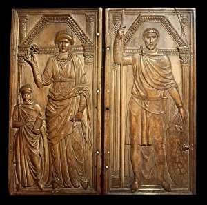 The ivory diptych of Stilicho (right) with his The ivory diptych of Stilicho (right) with his