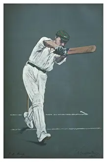Prints of John H King - left-handed cricketer for Leicestershire and England, making his debut for his country in 1909 Leicestershire Prints: John H King Left-handed Cricketer Print