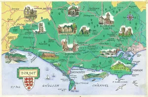Prints of Map by M. F. Peck - Dorset Dorset Prints: Dorset Map Print by M. F. Peck (J Salmon Archive)