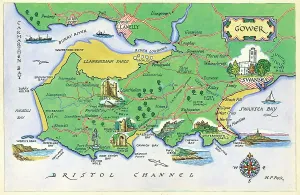 Wales Prints: Gower Map Print