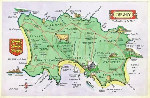 Jersey Map Print by M. F. Peck (J Salmon Archive Collection)