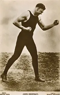 Sport Prints: Jack Dempsey Boxing Print, circa 1920s