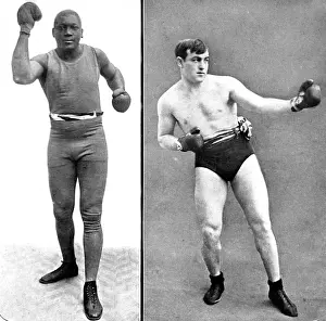 World Heavyweight Title Fight Prints: Jack Johnson and Tommy Burns, 1908