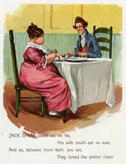 Prints of Jack Sprat could eat no fat... 19th century Sprat Prints: 19th Century Print of Jack Sprat Could Eat No Fat