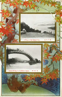 Japan - Inland Sea and the Kintai Bridge - decorative border Japan - Inland Sea and the Kintai Bridge - decorative border