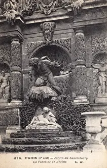 Prints of Jardin du Luxembourg, Paris - Fontaine de Medicis. Built in about 1630 by Marie de Medici, the widow of King Henry IV of France and regent of King Louis XIII of France Luxembourg Prints: Mary Evans Prints Online - Fontaine de Medicis circa 1910s