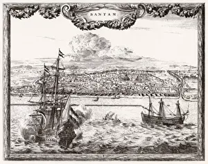 Banten Print: Coastal View with Ships