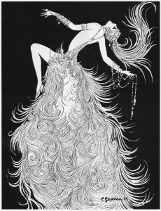 Prints of Art deco sketch by Gesmar of showgirl, 1926 Embrace The Elegance: Art Deco Poster Art Collection: Art Deco Showgirl Print, 1926