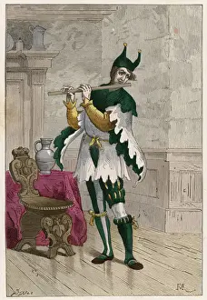 Jester Playing Flute Print