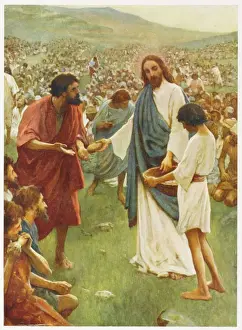 Christian Art Prints: Jesus Feeds 5000