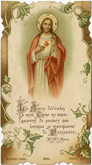 Jesus - French Chromolithograph devotional card Jesus - French Chromolithograph devotional card