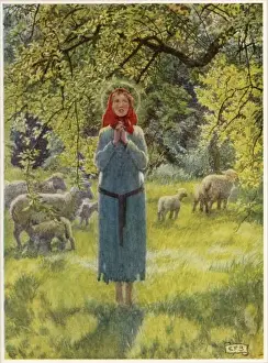 Jeanne D'Arc Hearing Voices at Domremy Print