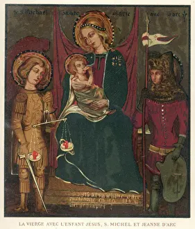 Joan of Arc Print Depicting the Madonna and Child with St Michael