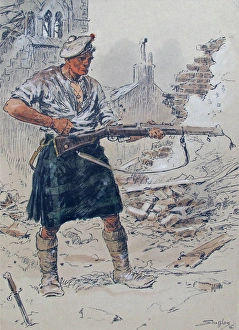 Jock (K1) - a kilted Black Watch soldier cleaning his rifle Jock (K1) - a kilted Black Watch soldier cleaning his rifle