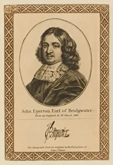 Print of John Egerton, 2nd Earl of Bridgewater statesman with autograph