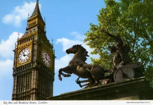 London Landmark Photography Prints: Big Ben and Boadicea Statue, London