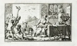 1750 Engraving Print of The Sciences by J. vander Schley