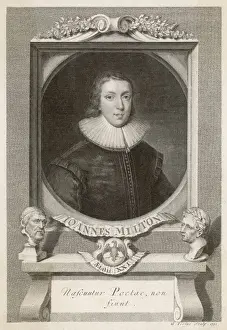 Prints of JOHN MILTON English poet and puritan at the age of 21, with the motto: Poets are born, not made John Milton Prints: John Milton Print at 21 with Poets are born motto