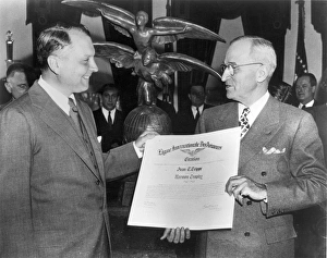 Juan T Trippe left is presented with the Harmon Trophy Juan T Trippe left is presented with the Harmon Trophy