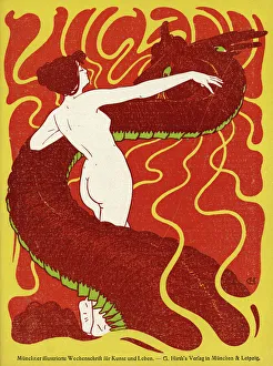 Jugend front cover, naked woman with dragon Jugend front cover, naked woman with dragon