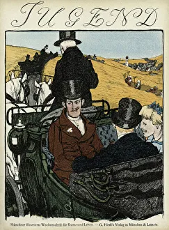 Jugend front cover, people in a horse-drawn carriage Jugend front cover, people in a horse-drawn carriage