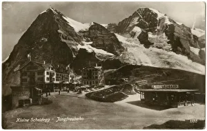 Jungfrau with station, Kleine Scheidegg, Switzerland Jungfrau with station, Kleine Scheidegg, Switzerland