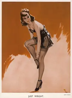 David Wright's Glamorous Woman Fixing Shoe Print, 1940s