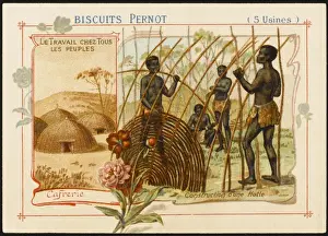Kaffirs Making Huts South Africa Print
