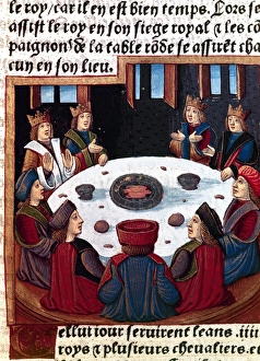 King Arthur and the Knights at the Round Table. Miniature King Arthur and the Knights at the Round Table. Miniature