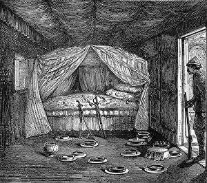 British Colonial History Prints: The King of Ashantis bed, 1874