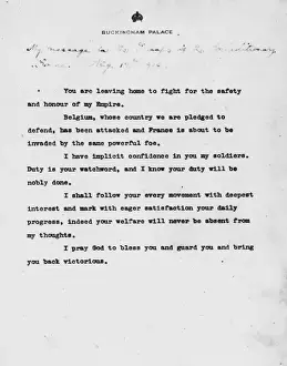 WW1 British Troops Prints: King George Vs message to troops