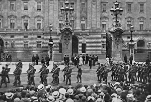 The King salutes sons regiment outside Buckingham Palace The King salutes sons regiment outside Buckingham Palace