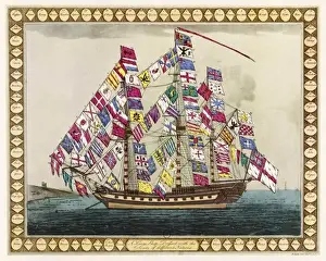 Vintage Ship Photographs UK Prints: Kings Ship and Flags