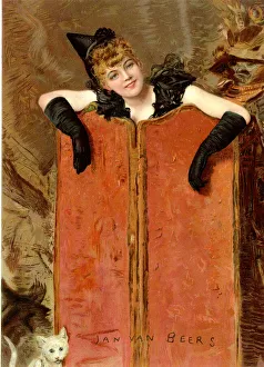Kittens - young woman looking over a screen Kittens - young woman looking over a screen