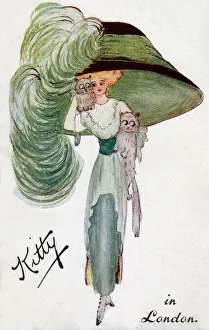 Kitty in London - Glamorous girl with two cats and HUGE hat Kitty in London - Glamorous girl with two cats and HUGE hat