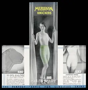 1935 Knickers Print: A lady models a style of ladies underwear