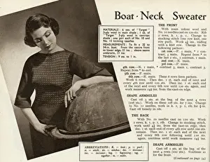 1949 Knitting Pattern: Boat-Neck Sweater Print