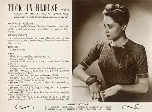 1940s Tuck-in Blouse Knitting Pattern Print