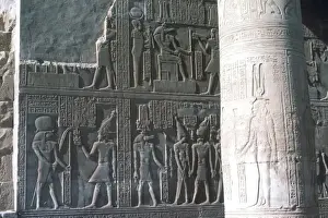 Prints of Kom-ombo, wall carving and pillars. Photograph by Lionel Coates Ancient Egyptian Architecture Prints: Kom-ombo, Egypt: Wall Carving and Pillars Print