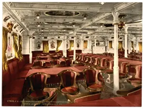 Coloured Photochrom Photographs Prints: Konig Albert, dining room, first class, North German Lloyd
