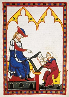 Konrad von Wurzburg, who died in 1287, dictates to a scribe Konrad von Wurzburg, who died in 1287, dictates to a scribe