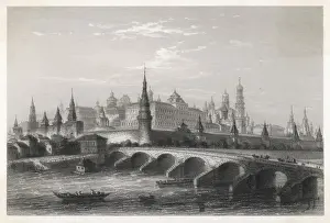 Moscow Cityscape Photos Prints: Kremlin River Moskva