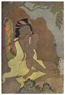 Print of Krishna and Radha, an 8th avatar of Vishnu with his beloved gopi