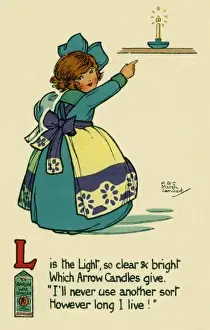 Early 20th Century Adverts Prints: L is the Light so clear & bright