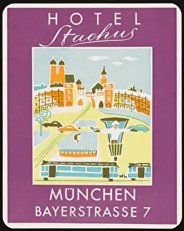 Framed Print : Hotel Stachus Munchen Print