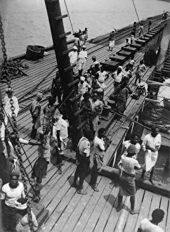 Labourers on deck, Lautoka, Fiji, South Pacific Labourers on deck, Lautoka, Fiji, South Pacific
