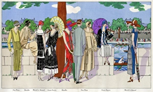 Ladies at a boat race in various summer outfits Ladies at a boat race in various summer outfits