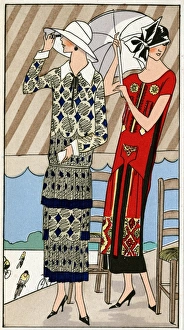 Two ladies in outfits by Lucien Lelong and Jean Patou Two ladies in outfits by Lucien Lelong and Jean Patou