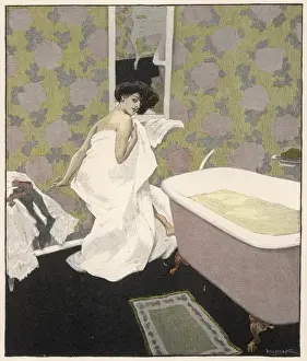 Young Woman In Bathroom Prints: Lady in Bathroom C1908