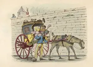 19th Century Transportation Prints: Lady into Cab